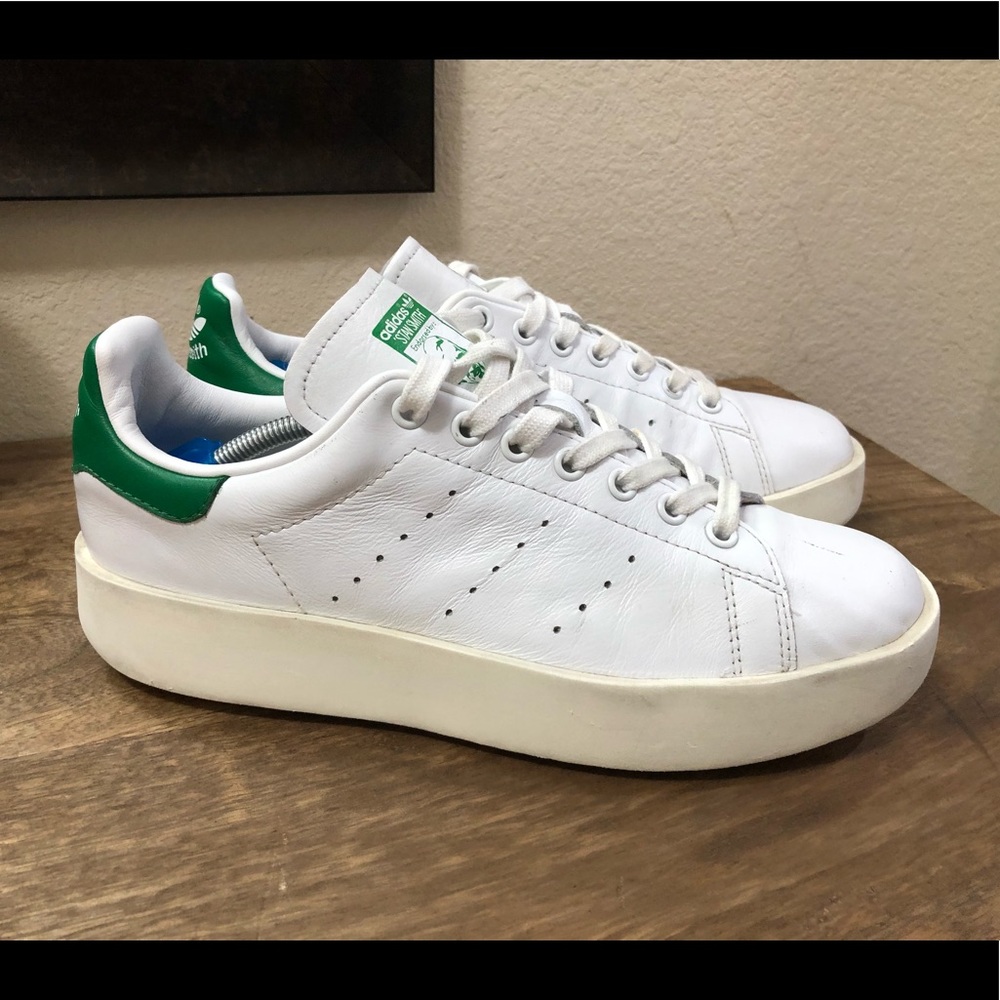 Adidas Originals Men's Stan Smith OG Shoes With 1 Inch Platform White/Green Sz 9